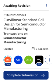 Screenshot of the Publishing Hub from where authors have an overview of all their submissions and their current stages